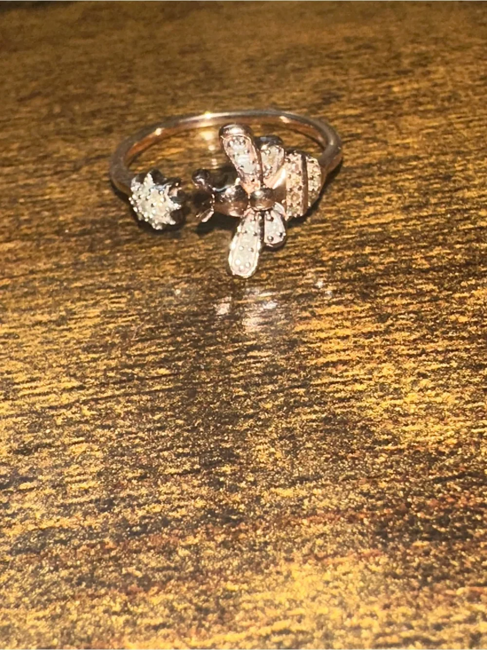 Diamond Accented Bee Ring size 7